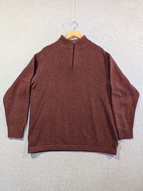 Woolrich 100% Wool Sweater Men's Large Burgundy 1/4 Zip